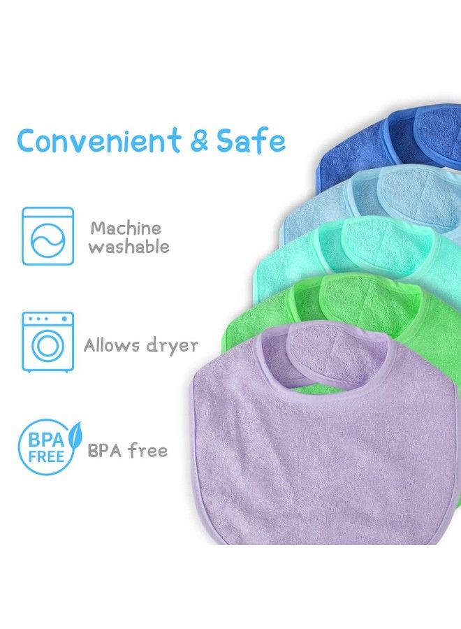 Vicloon Baby Bibs 8Pcs Terry Bib Set Baby Bibs For Boys Girls Terry Drool Cotton Bibs Waterproof Protection Adjustable Hook & Loop Closure Baby Bibs T For Feeding Drooling(Blue)  - Image 5
