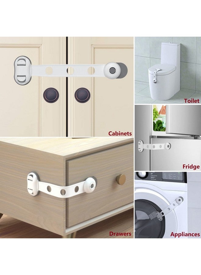 OKEFAN Child Safety Cabinet Strap Locks Okefan 12 Pack Baby Proofing Adhesive Latches For Kids Drawer Cupboard Dishwasher Fridge Oven Door No Drill (White) - Image 5