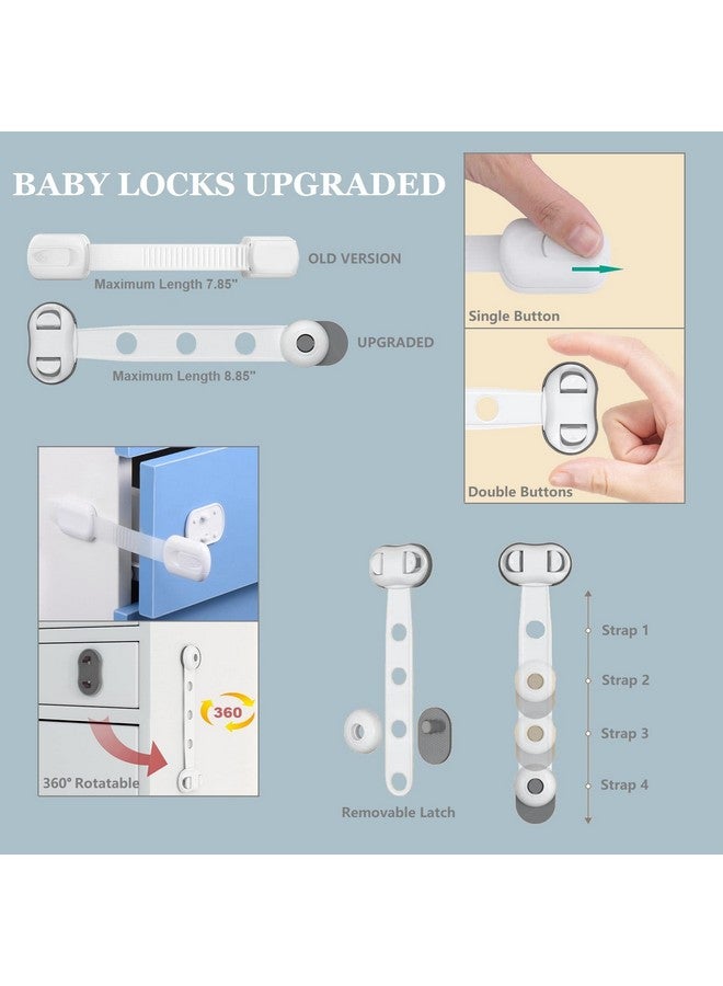 OKEFAN Child Safety Cabinet Strap Locks Okefan 12 Pack Baby Proofing Adhesive Latches For Kids Drawer Cupboard Dishwasher Fridge Oven Door No Drill (White) - Image 4