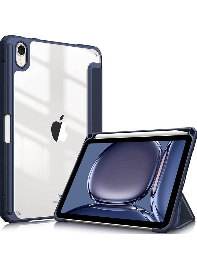 Rock Pow Hybrid Slim Case for iPad Mini 7 (A17 Pro) 2024 / iPad Mini 6 2021, [Built-in Pencil Holder] Shockproof Cover Clear Transparent Back Shell for iPad Mini 7th/6th Generation 8.3" - Image 1