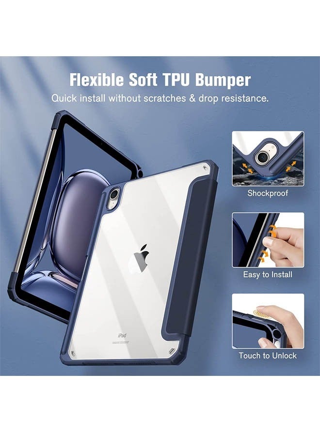 Rock Pow Hybrid Slim Case for iPad Mini 7 (A17 Pro) 2024 / iPad Mini 6 2021, [Built-in Pencil Holder] Shockproof Cover Clear Transparent Back Shell for iPad Mini 7th/6th Generation 8.3" - Image 4