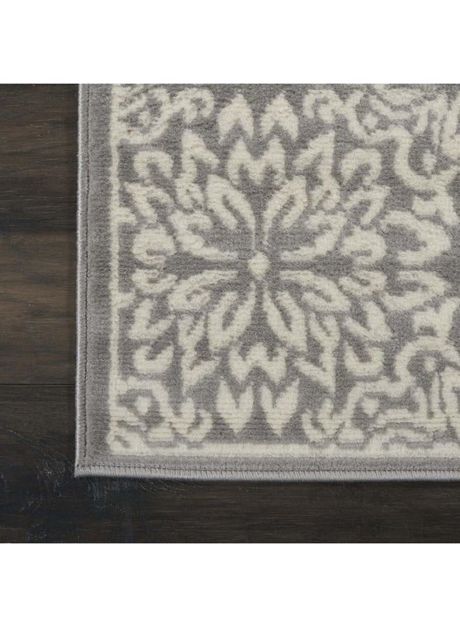Nourison سجادة منطقة زهرية مبهجة باللون العاجي/الرمادي 2'3'' x 7'3''، سهلة التنظيف، غير متساقطة، غرفة نوم، غرفة معيشة، غرفة طعام، مطبخ (2x7) - Image 3