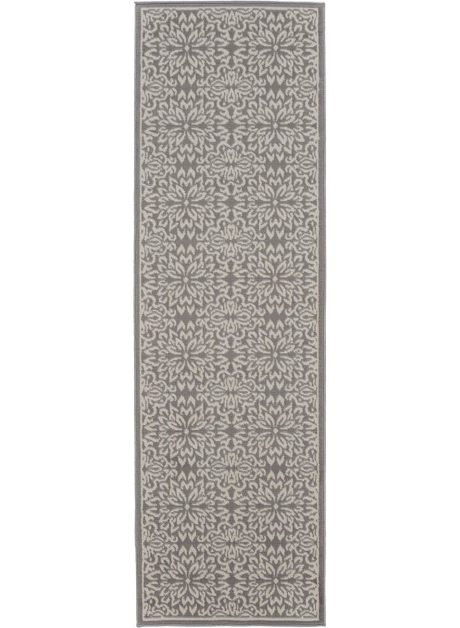 Nourison سجادة منطقة زهرية مبهجة باللون العاجي/الرمادي 2'3'' x 7'3''، سهلة التنظيف، غير متساقطة، غرفة نوم، غرفة معيشة، غرفة طعام، مطبخ (2x7) - Image 5
