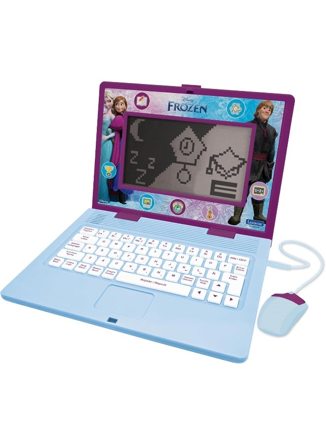 Lexibook Disney Frozen Educational Bilingual Laptop for Kids – Spanish & English Learning Toy with 170 Activities, Elsa & Anna Theme Large Screen Kids Computer for Learning, Games & Music, Purple/Blue - Image 1