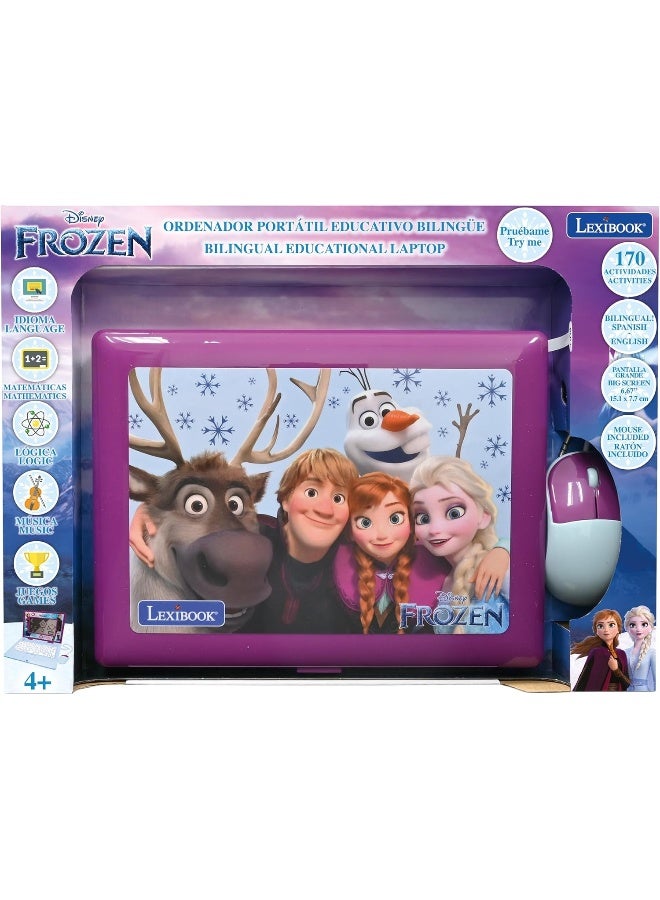 Lexibook Disney Frozen Educational Bilingual Laptop for Kids – Spanish & English Learning Toy with 170 Activities, Elsa & Anna Theme Large Screen Kids Computer for Learning, Games & Music, Purple/Blue - Image 5