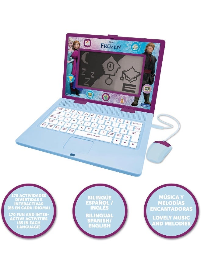 Lexibook Disney Frozen Educational Bilingual Laptop for Kids – Spanish & English Learning Toy with 170 Activities, Elsa & Anna Theme Large Screen Kids Computer for Learning, Games & Music, Purple/Blue - Image 2