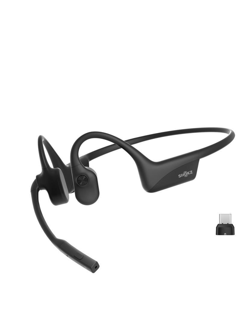شوكز سماعة رأس بتقنية توصيل العظام OpenComm2 UC 2025 مع محول USB-C، سماعة بلوتوث مفتوحة الأذن مع ميكروفون لإلغاء الضوضاء، سماعة لاسلكية للعمل، المكالمات، الاجتماعات، القيادة، 16 ساعة من وقت التحدث - Image 1