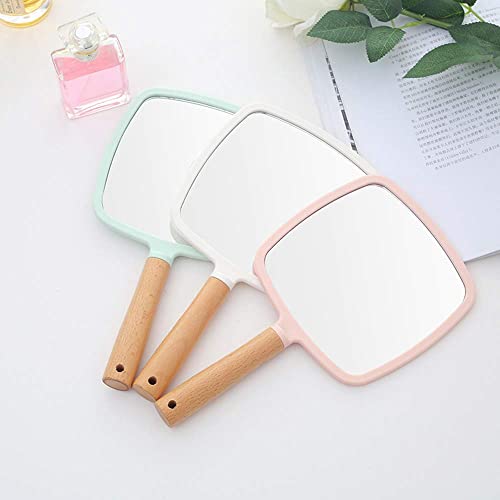 Trifecta Single-Sided Portable Travel Handheld Vanity Mirror with Hanging Hole in Handle Hand Mirror with Comfy Handle for Makeup,Small Cute Wood Hand Mirror(Square, Pink Pack of 1) - Image 3