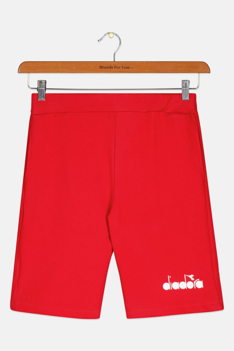 DIADORA Kids Boy Brand Logo Basic Shorts, Red - Image 1