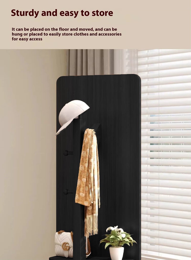 تايمي مرآة طويلة 166x56سم - مرآة دوارة مزودة بعلاقة ملابس خلفية ورفوف تخزين - مرآة خشبية بتصميم انيق وديكور عصري مناسبة لغرف اللبس وغرف النوم وبجانب الباب - Image 4