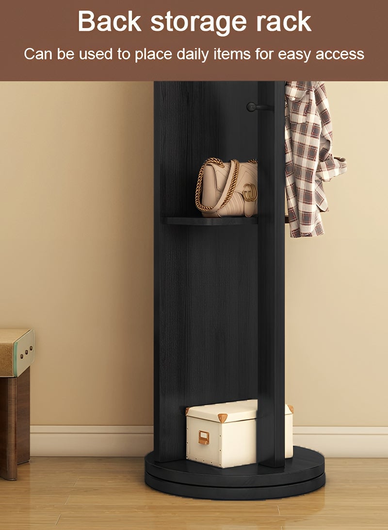 تايمي مرآة طويلة 166x56سم - مرآة دوارة مزودة بعلاقة ملابس خلفية ورفوف تخزين - مرآة خشبية بتصميم انيق وديكور عصري مناسبة لغرف اللبس وغرف النوم وبجانب الباب - Image 5