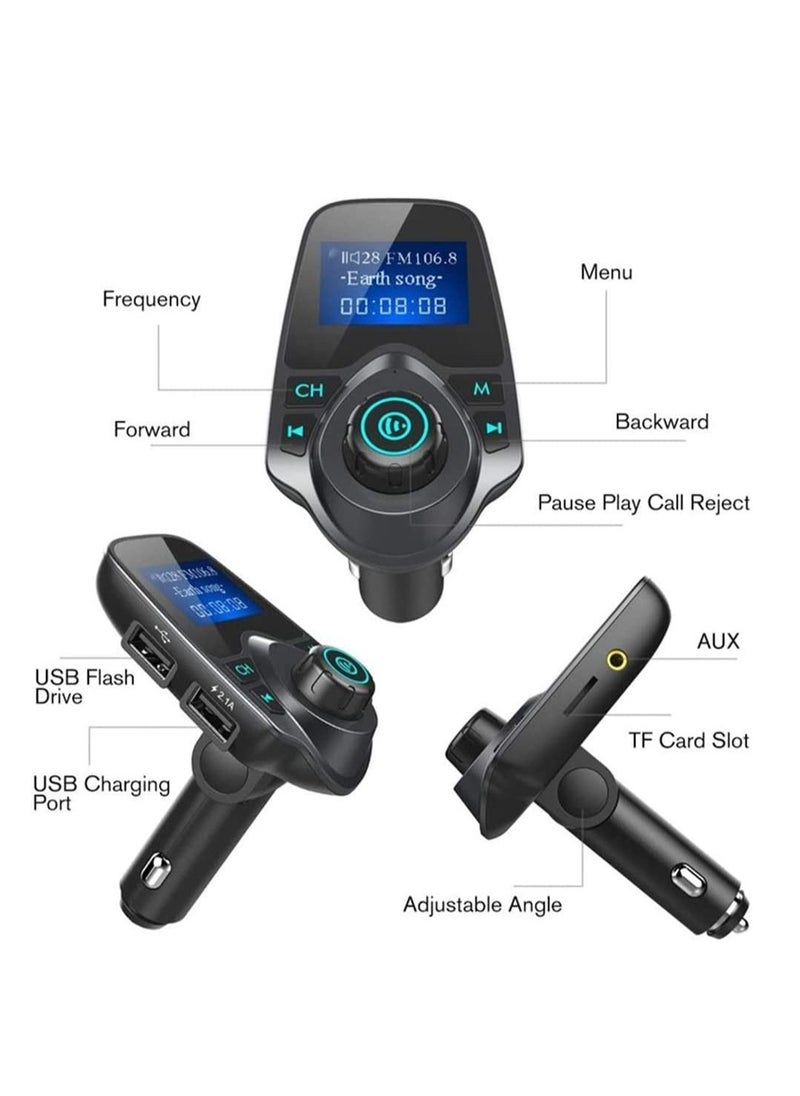 Ntech - NTECH FM Transmitter T11 Wireless Bluetooth Handsfree Car Kit MP3 Player Wireless Bluetooth Adapter WIth Dual USB Port - Image 1