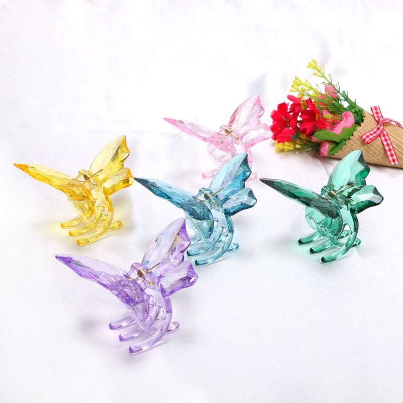 NAISIER Hair Claw Clips Jaw Clips 3.3 inch Girls Clear Butterfly Hair Clips, Beautiful Butterfly Hair Clips Hair Accessories for Girls and Women.(Large sized,5 pack) - Image 3