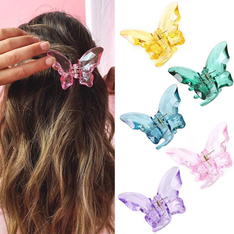 NAISIER Hair Claw Clips Jaw Clips 3.3 inch Girls Clear Butterfly Hair Clips, Beautiful Butterfly Hair Clips Hair Accessories for Girls and Women.(Large sized,5 pack) - Image 1