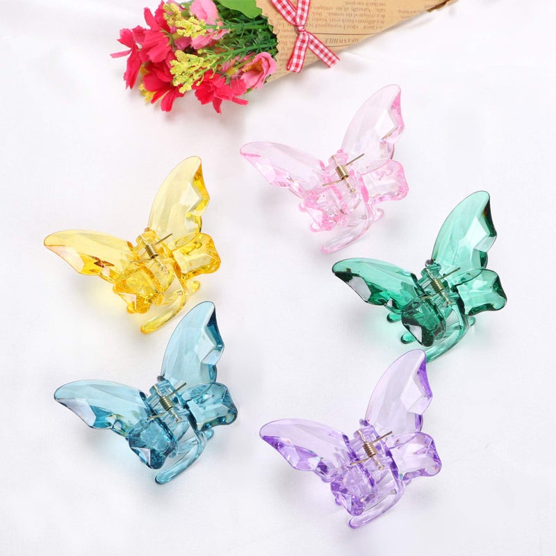 NAISIER Hair Claw Clips Jaw Clips 3.3 inch Girls Clear Butterfly Hair Clips, Beautiful Butterfly Hair Clips Hair Accessories for Girls and Women.(Large sized,5 pack) - Image 2