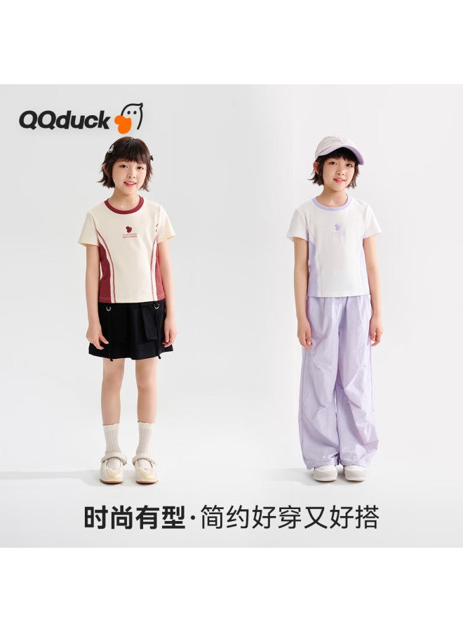 Qq Duck Girls' Short Sleeve T-Shirt Children'S Top Fresh And Sweet Summer Clothing Teenage Clothes Vitality Girl Light Pink; 130 - Image 2