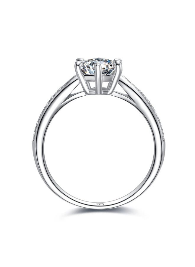 JewelryPalace - Classic 6.5Mm 1Ct Moissanite Solitaire Engagement Rings For Women 925 Sterling Silver Promise Ring For Her Round Cut Simulated Diamond Anniversary Wedding Rings De Size 9 - Image 1