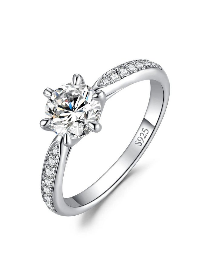 JewelryPalace - Classic 6.5Mm 1Ct Moissanite Solitaire Engagement Rings For Women 925 Sterling Silver Promise Ring For Her Round Cut Simulated Diamond Anniversary Wedding Rings De Size 9 - Image 1