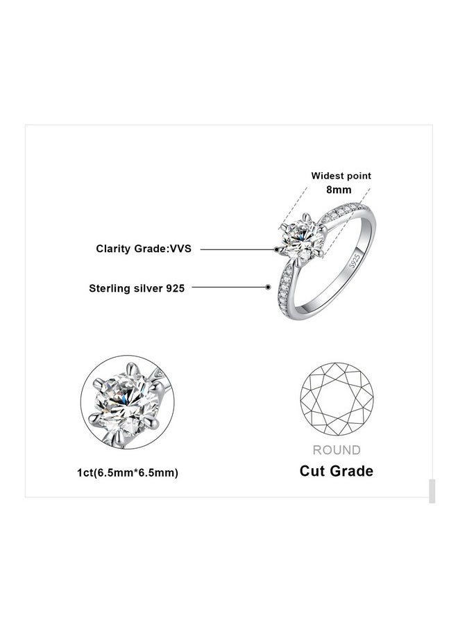 JewelryPalace - Classic 6.5Mm 1Ct Moissanite Solitaire Engagement Rings For Women 925 Sterling Silver Promise Ring For Her Round Cut Simulated Diamond Anniversary Wedding Rings De Size 9 - Image 1