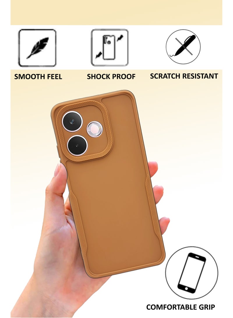 NAFCO Side Protective Bumper Silicone Case with Extra Frame Protection Compatible For Oppo A5 Pro - Light Orange  - Image 2