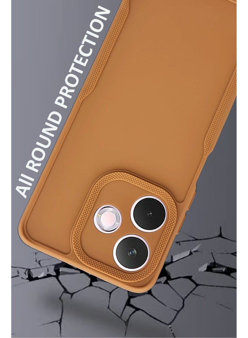 NAFCO Side Protective Bumper Silicone Case with Extra Frame Protection Compatible For Oppo A5 Pro - Light Orange  - Image 4