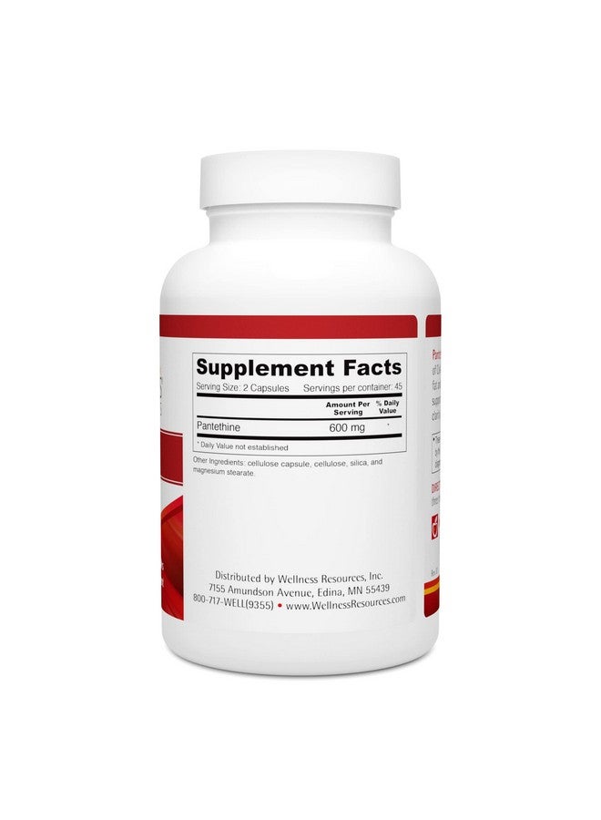 Wellness Resources Pantethine - Active Vitamin B5. Vegan (300mg, 90 Capsules) - Image 2