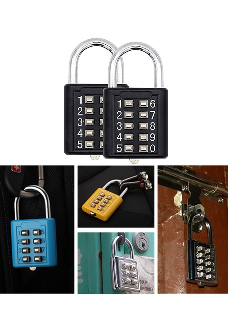 Excefore - Luggage Lock, 2Pcs Security Padlock Digital Lock Suitcase Drawer Door DIY Toolbox 10-bit Padlock, 5-Position Locking Mechanism Key Blind Old Man Fixed Gym Toolbox, Black - Image 1