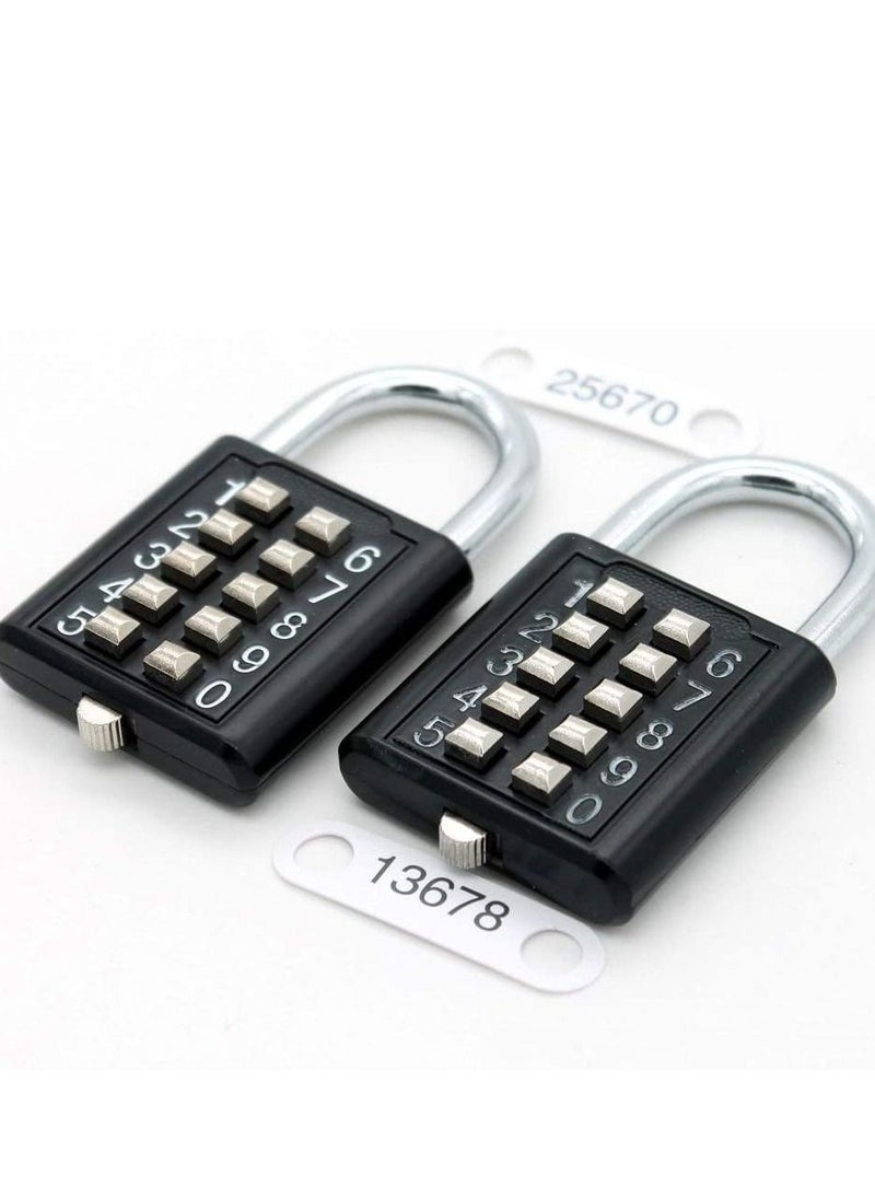 Excefore - Luggage Lock, 2Pcs Security Padlock Digital Lock Suitcase Drawer Door DIY Toolbox 10-bit Padlock, 5-Position Locking Mechanism Key Blind Old Man Fixed Gym Toolbox, Black - Image 1