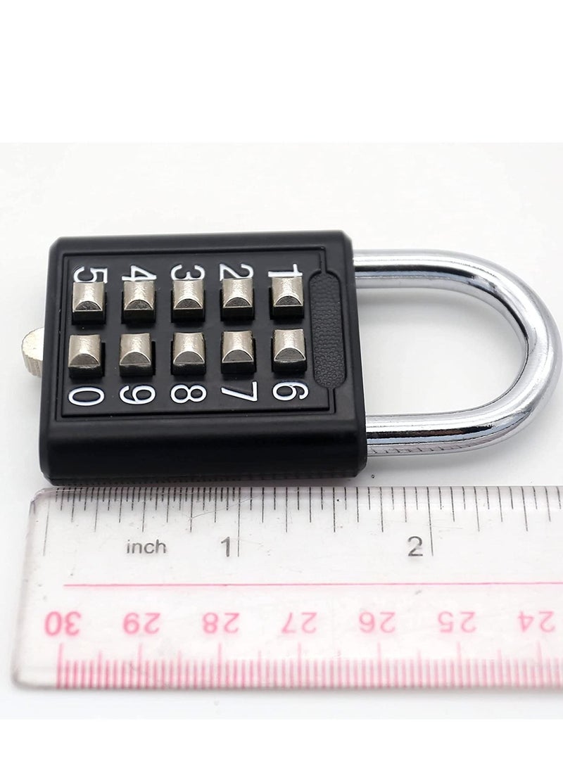Excefore - Luggage Lock, 2Pcs Security Padlock Digital Lock Suitcase Drawer Door DIY Toolbox 10-bit Padlock, 5-Position Locking Mechanism Key Blind Old Man Fixed Gym Toolbox, Black - Image 1