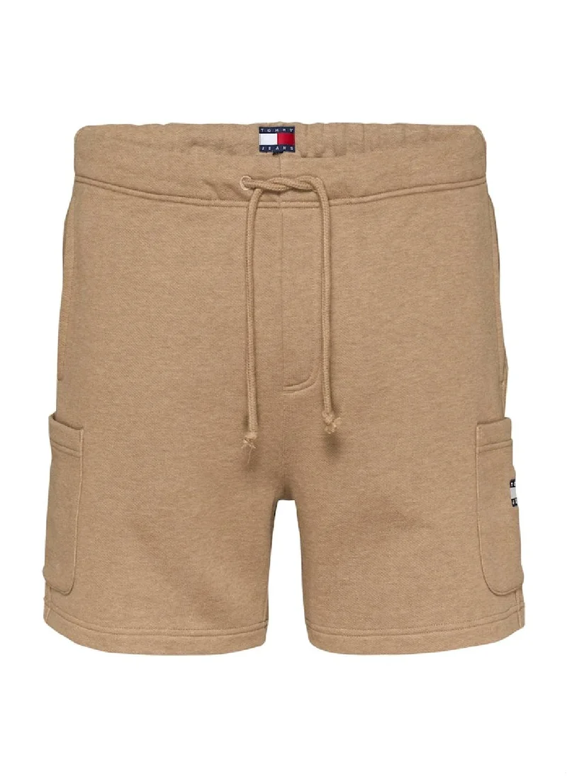 TOMMY JEANS Men's Badge Logo Regular Sweatshorts - Cotton, Beige