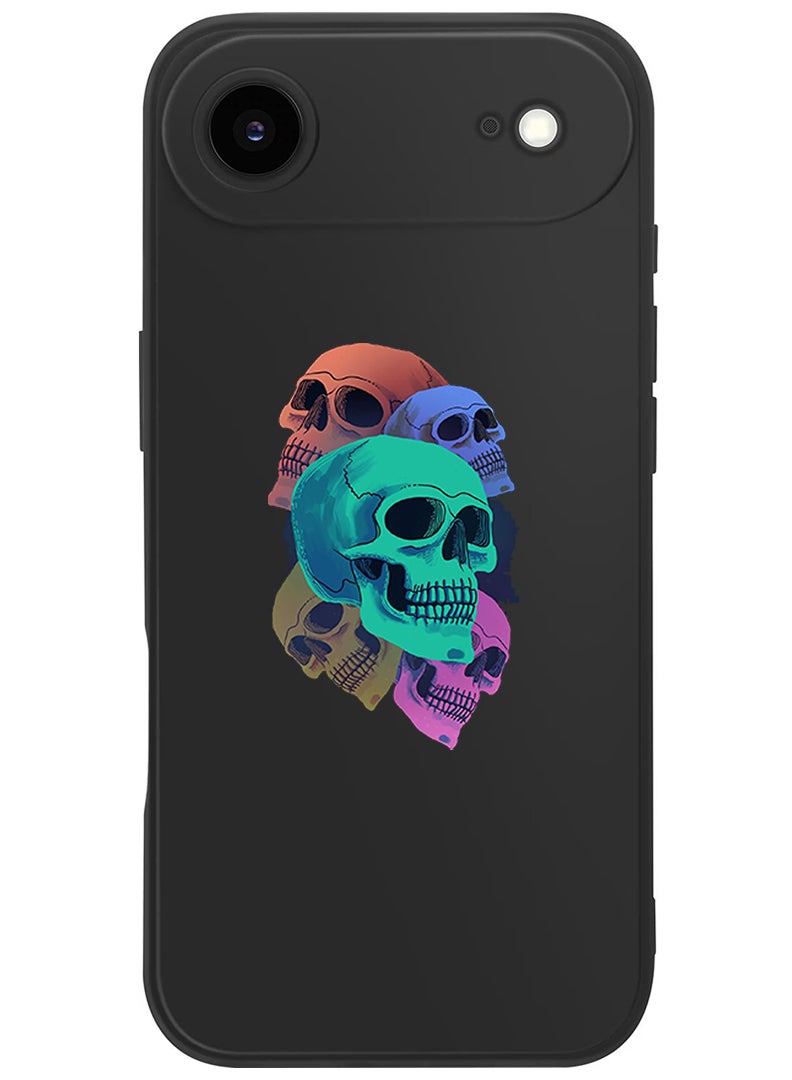 Theodor Protective Slim Fit Case Liquid Silicone Cover with Full Body Protection Anti-Scratch Shockproof Case For Apple iPhone 17 Air (Black) Colourful Skull - Image 1