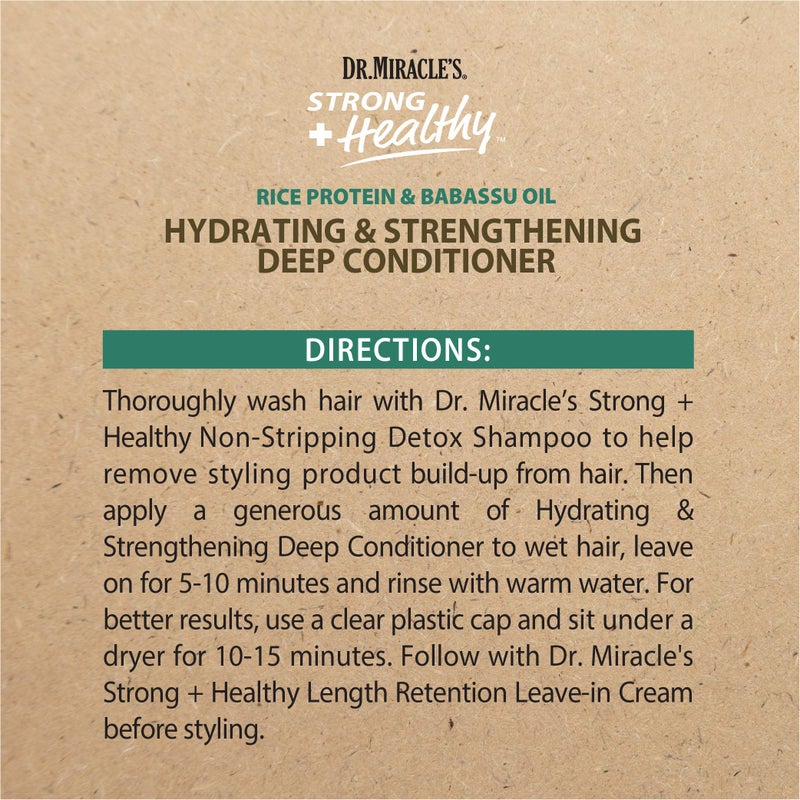 Dr. Miracle's Strong & Healthy Hydrating & Strengthening Deep Conditioner. Contains Coconut Oil to provide intense moisture and repair damaged hair. - Image 4