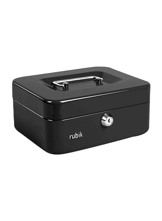 Portable Money Safe Box with Tray And Lock Black 20 x 17.5 x 9centimeter - Image 1
