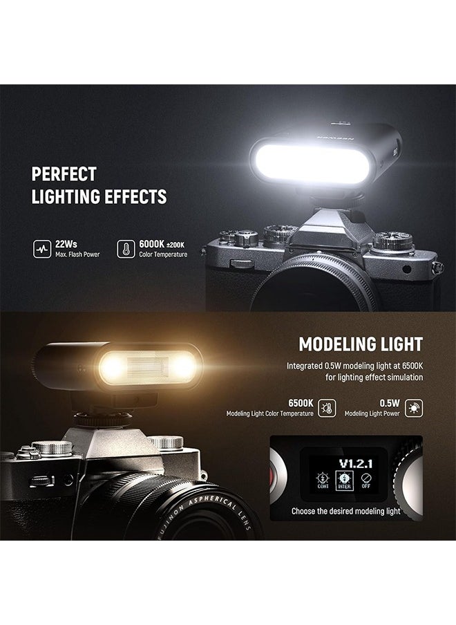 نيوير - فلاش كاميرا NEEWER Z160، فلاش GN14 6000±200K CCT 22 واط، وضع A/M، طاقة 1/1-1/128، بطارية 7.2 فولت/1100 مللي أمبير، ضوء كامل الطاقة 650، إعادة تدوير 1.5 ثانية، متوافق مع كاميرات Canon وNikon وSony وFuji وOlympus - Image 1