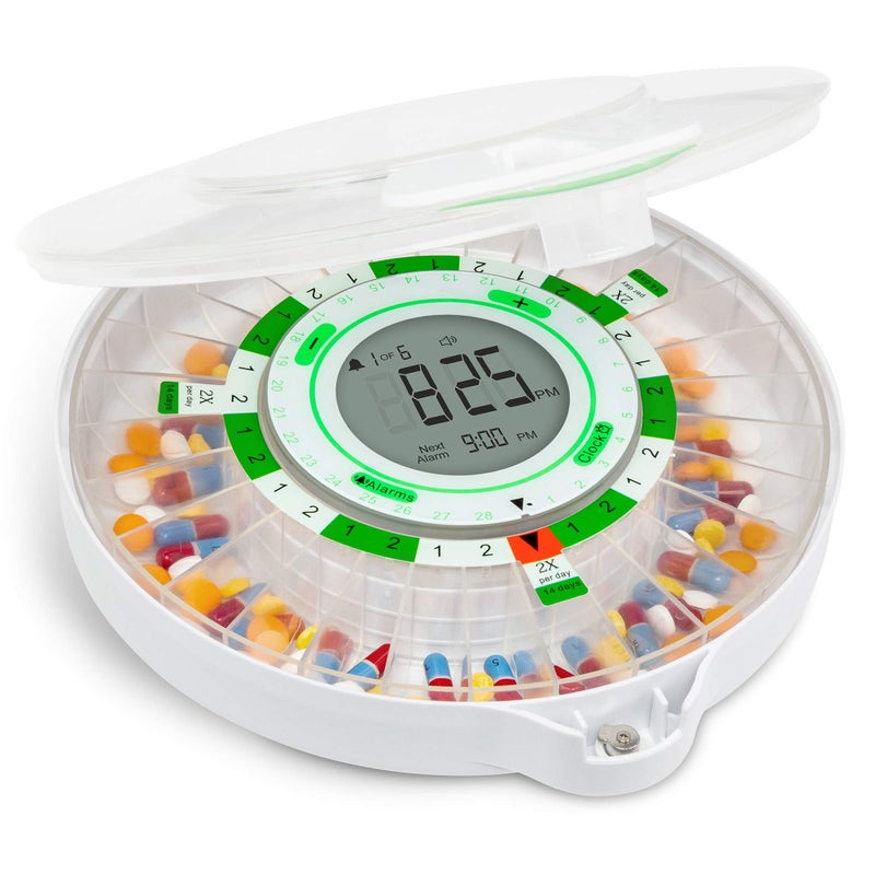 Live Fine 28-Day Automatic Pill Dispenser with Upgraded LCD Display, Key Lock, Sound & Light for Prescriptions, Medication, Vitamins, Supplements & More - Image 1