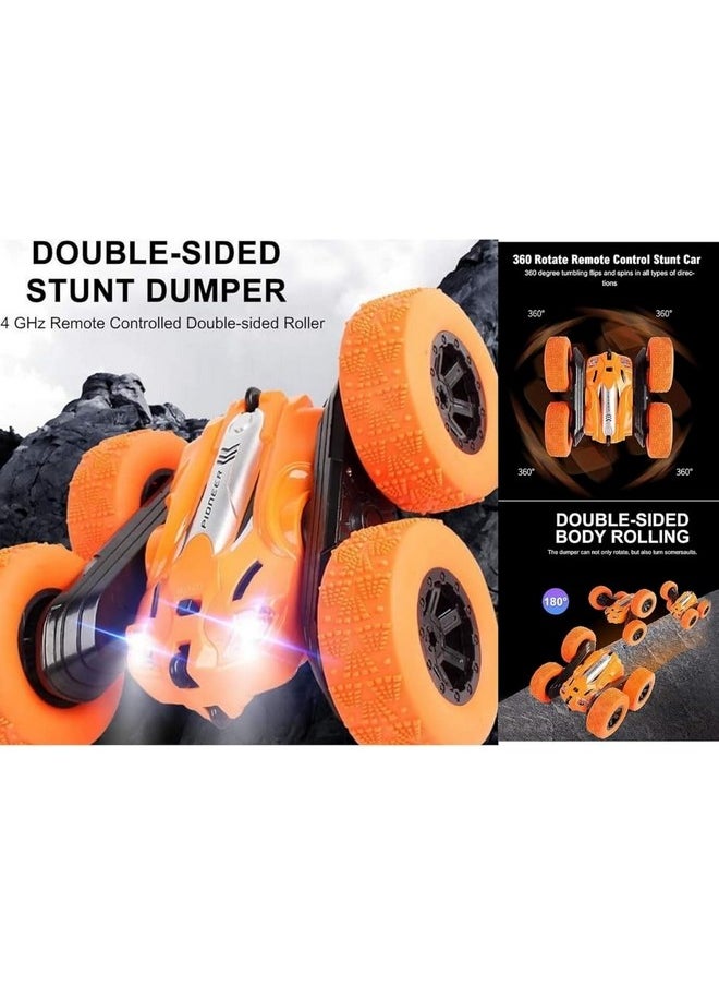 Sky Tech Sky Tech® Remote Control Car 2.4GHZ Rechargeable Mini RC Cars 360 Degree Flips Double Side Walking Rotating Storm Stunt Car 50 Mtrs Range 4WD RC Car with LED Headlights Remote Control Car (Multicolor)  - Image 3