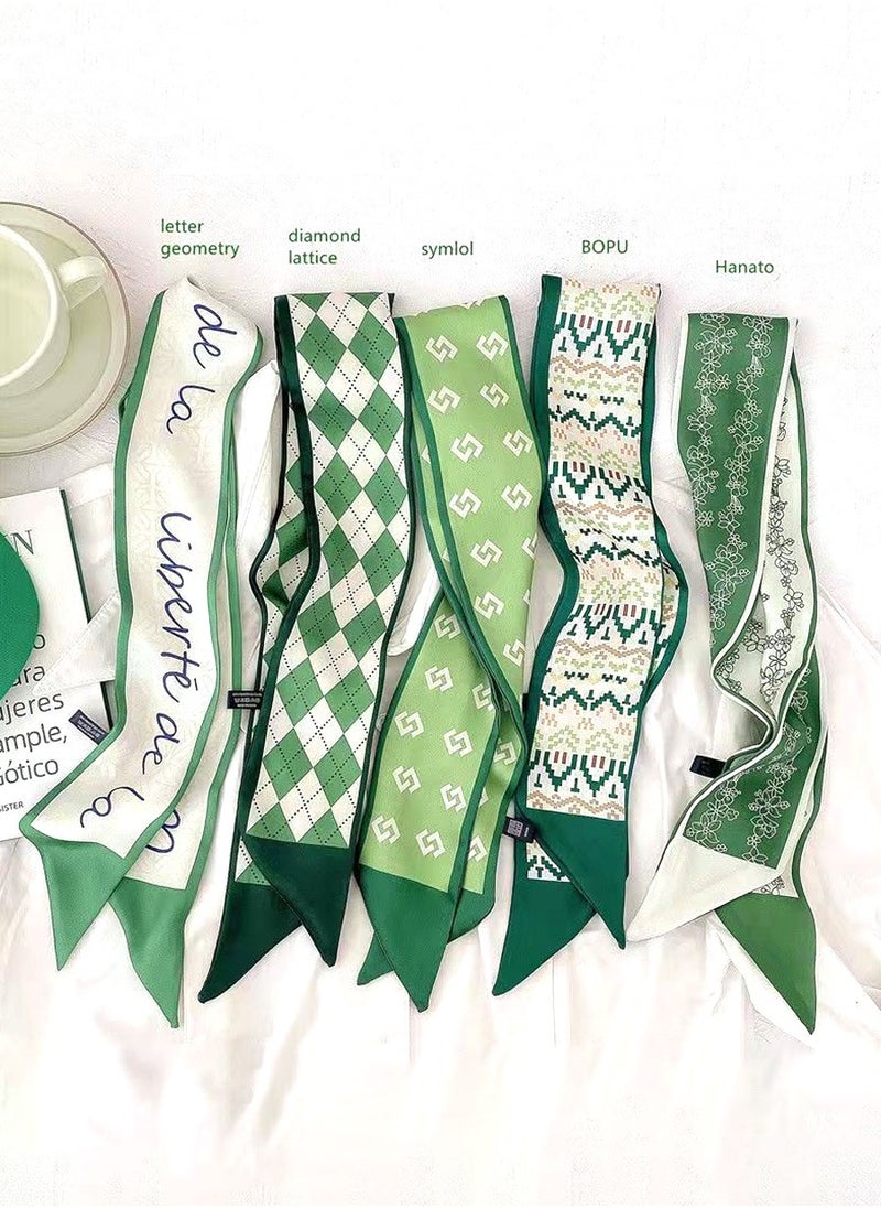 Beirui 5pcs Multifunctional Silk Scarf, Fashion Bag Tote Handle Ribbon , Women's Hair Scarf, Handbag Purse Scarf, Gift Box Decorative Strap, Suitable for Headbands Neckbands Hairbands Hairbands Hairbands Handles Ribbons Silk Bustier Scarves Bags Fashion Gifts  - Image 1