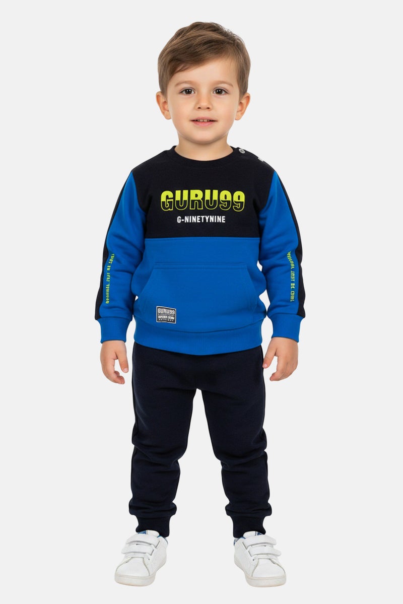 Guru 99 Toddlers Boy 2 Pieces Brand Logo Tracksuit, Multicolor - Image 1