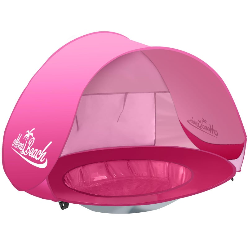 Monobeach Baby Beach Tent Pop Up Portable Shade Pool UPF50+ UV Protection Sun Shelter for Infant with Easy Set Up Canopy (Pink Beach Tent) - Image 1
