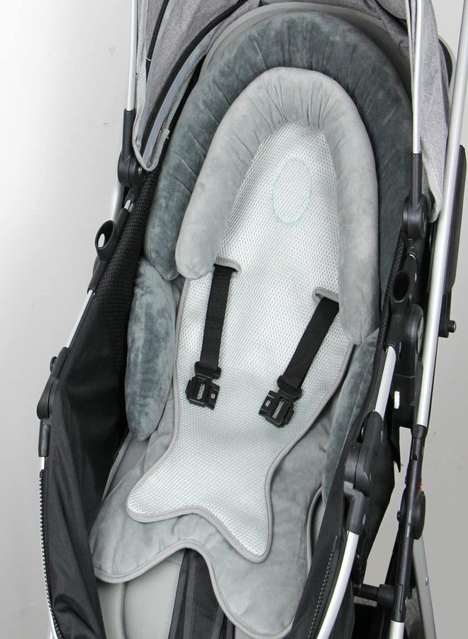 KAKIBLIN 3 in 1 Baby Stroller Seat Cushion, Carseat Insert Support for Newborn, Infant Car Seat Pad Baby Head Pillow Neck Support Cushion for Newborn and Toddler, Fish (Gray) - Image 3