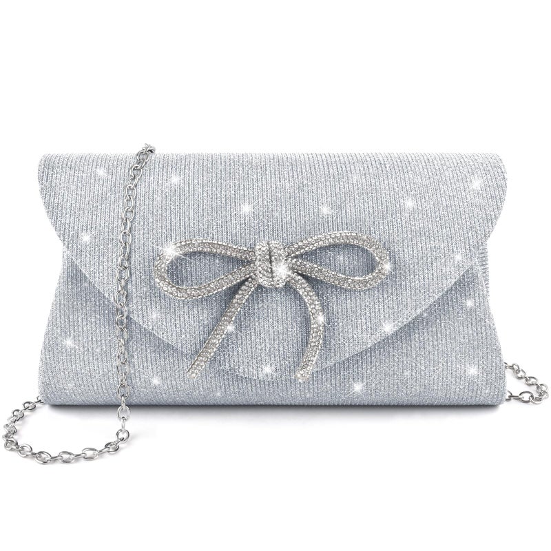 PACETAP Bow Evening Bag Sparkly Clutch Purses for Women, Glitter Dressy Clutch Bags for Wedding Party Prom - Image 1