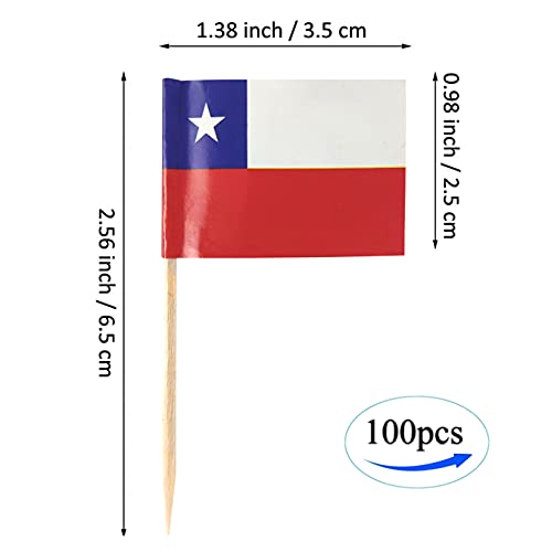 QQSD Chile Toothpick Flag Chilean Small Mini Cupcake Topper Flags,100 pcs - Image 2
