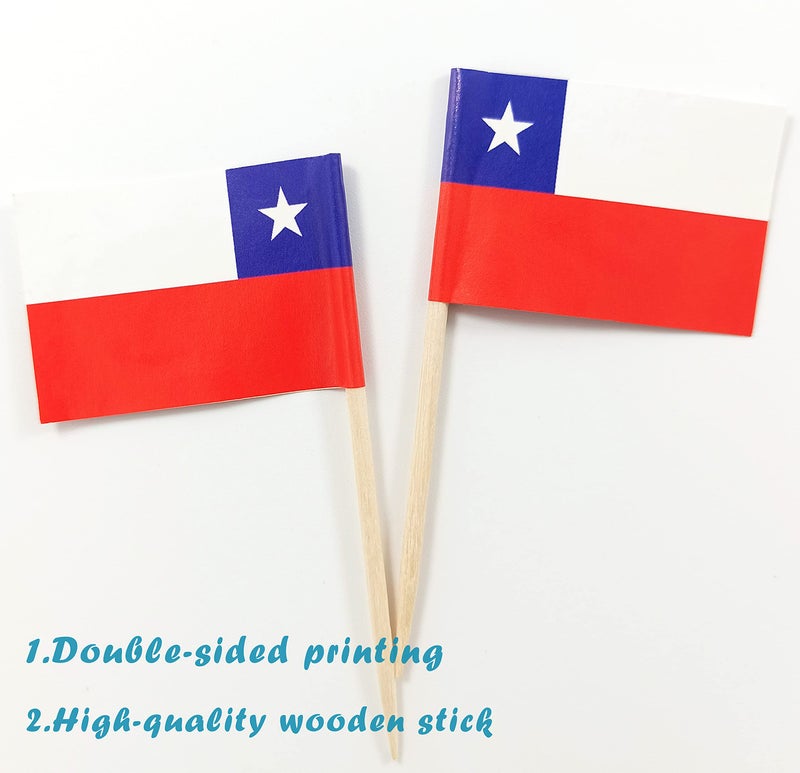 QQSD Chile Toothpick Flag Chilean Small Mini Cupcake Topper Flags,100 pcs - Image 4