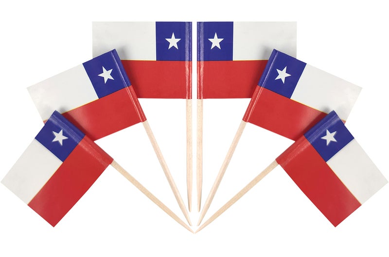 QQSD Chile Toothpick Flag Chilean Small Mini Cupcake Topper Flags,100 pcs - Image 1
