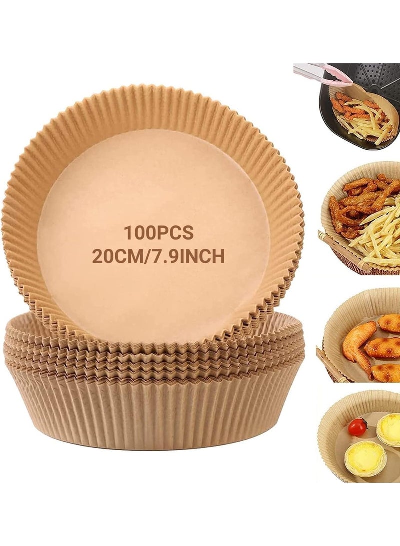 Disposable Parchment Paper Liners for Air Fryer – 100PCS Non-Stick Oil Resistant Cooking Paper – Fits Most Air Fryers 20CM - Image 1