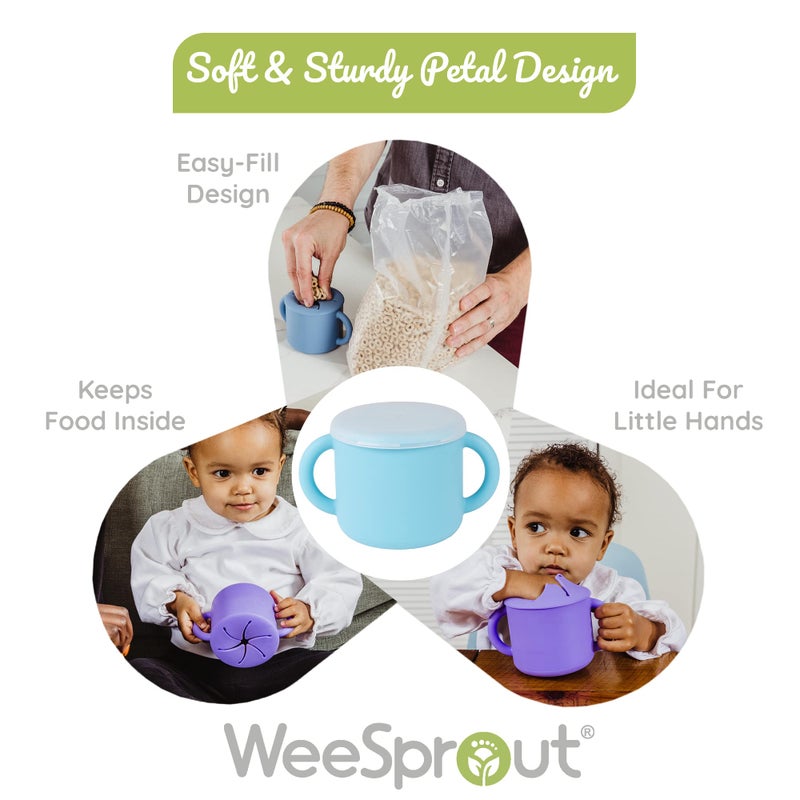 WeeSprout Snack Containers, Food Grade Silicone Snack Cups, Spill-Proof Tops For Toddlers and Babies, Premium Hard Plastic Travel Lids, Dishwasher Safe Toddler and Baby Cups, - Image 3