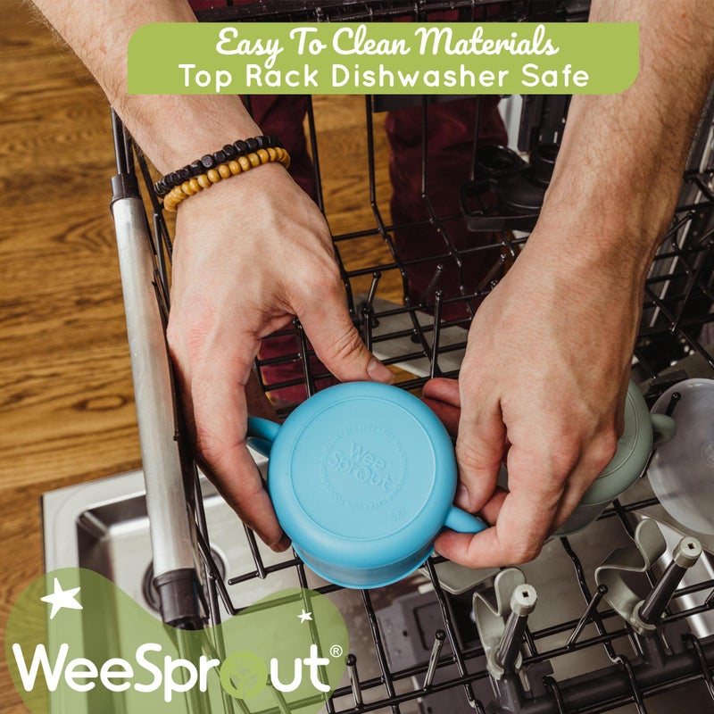 WeeSprout Snack Containers, Food Grade Silicone Snack Cups, Spill-Proof Tops For Toddlers and Babies, Premium Hard Plastic Travel Lids, Dishwasher Safe Toddler and Baby Cups, - Image 5