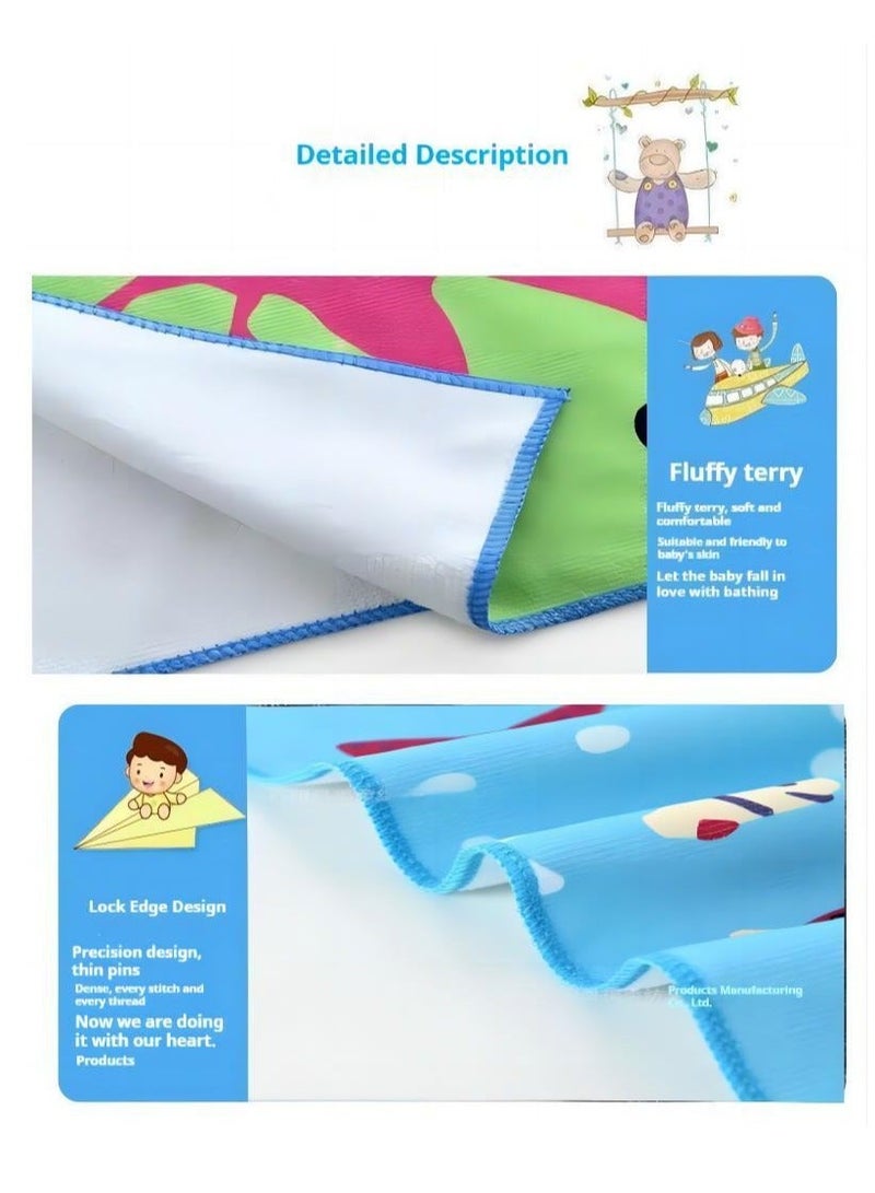 الأزرق جي دبليو منشفة استحمام ناعمة بغطاء رأس بتصميم حيوان - Image 3