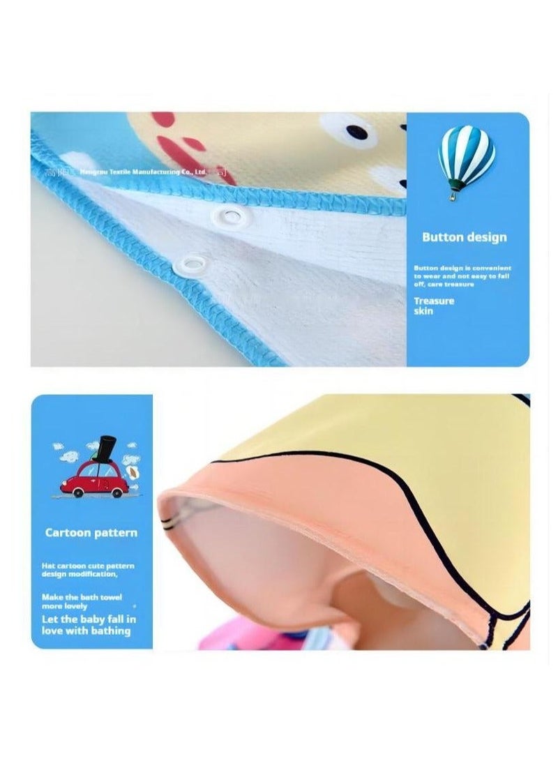 الأزرق جي دبليو منشفة استحمام ناعمة بغطاء رأس بتصميم حيوان - Image 4