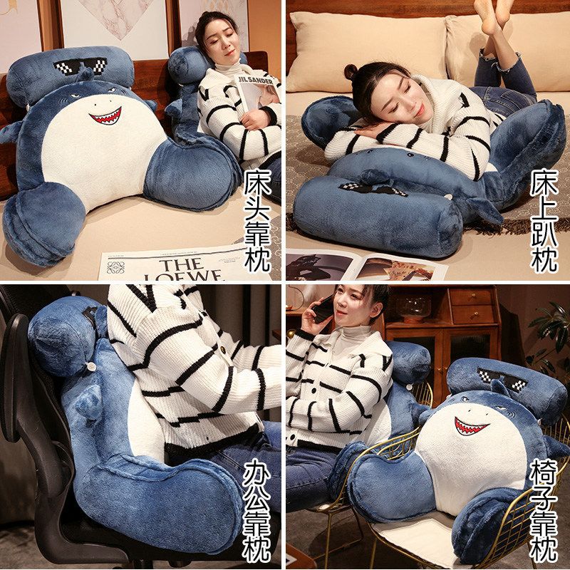 Creative Shark Bedside Soft Cushion Pillow Bed Reading Lumbar Cushion Sofa Pillow Removable And Washable Large Back Pillow - Image 3